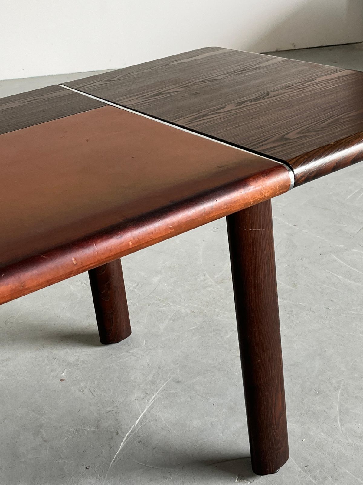 Large Vintage Mid Century Office Table In Palisander, Cognac Leather And Steel photo buy