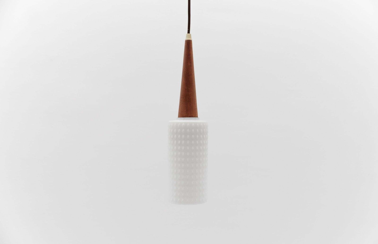Petite Cylindrical Ceiling Lamp With Teak Wood And Opaline Wood, 1960s photo buy