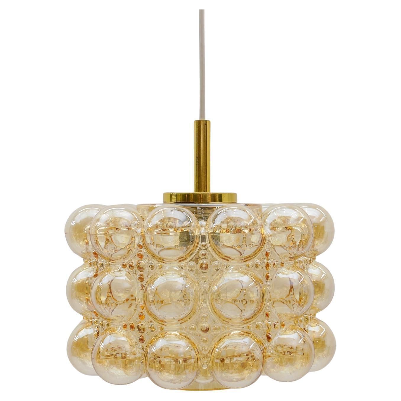 Lovely Amber Bubble Glass Ceiling Lamp By Helena Tynell, Limburg Germany 1960s