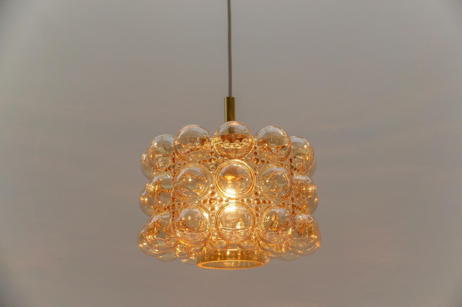 Lovely Amber Bubble Glass Ceiling Lamp By Helena Tynell, Limburg Germany 1960s photo vintage