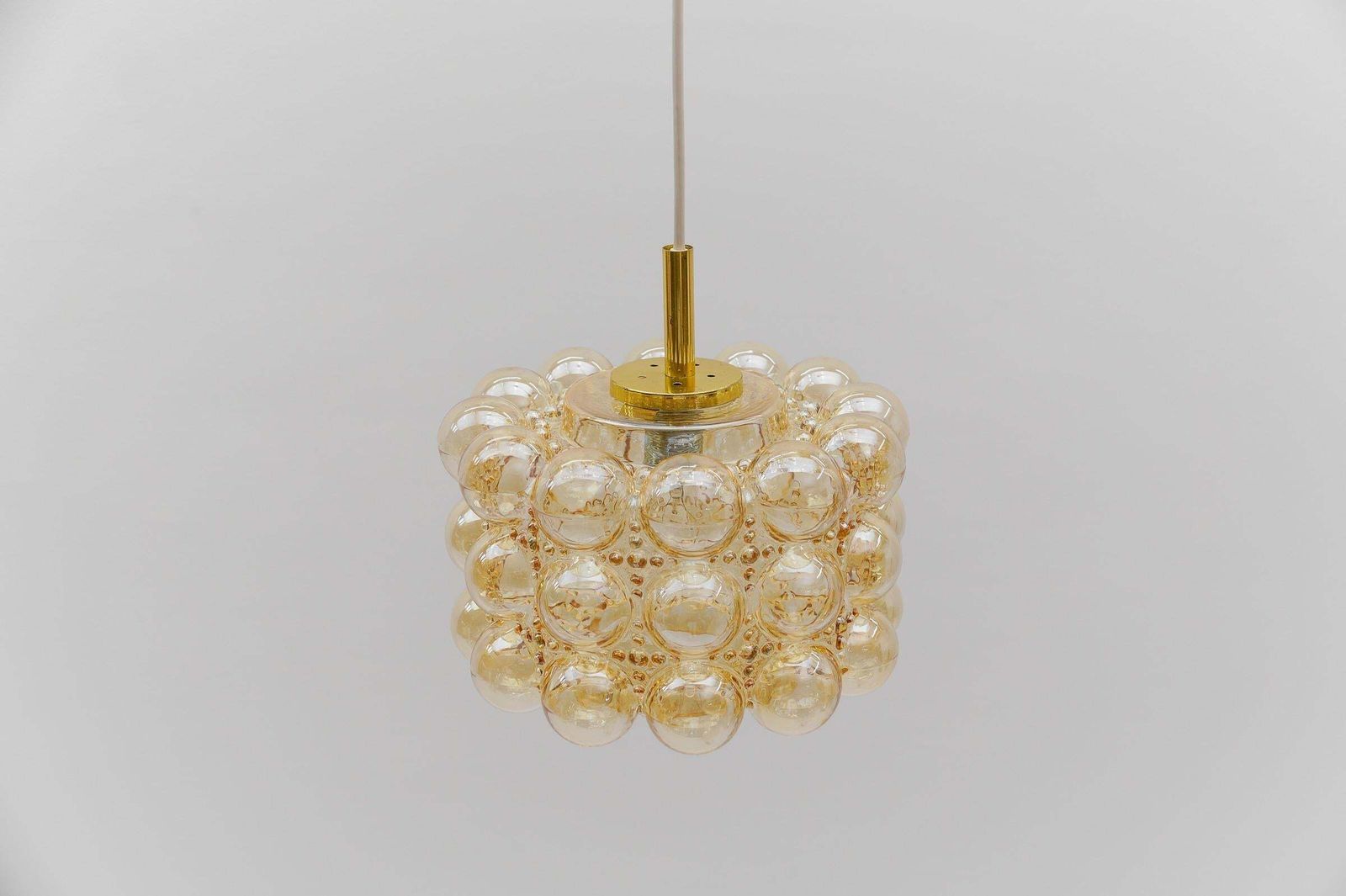 photo for sale Lovely Amber Bubble Glass Ceiling Lamp By Helena Tynell, Limburg Germany 1960s
