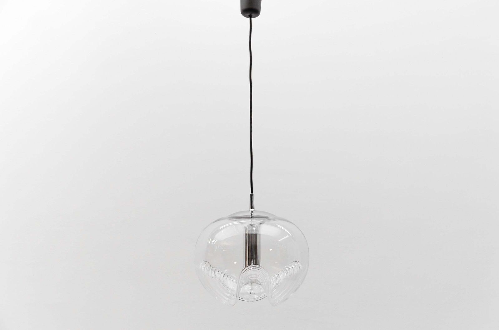 Large Clear Glass Lamp "Wave" By Koch & Lowy For Peill & Putzler, 1960s photo furniture