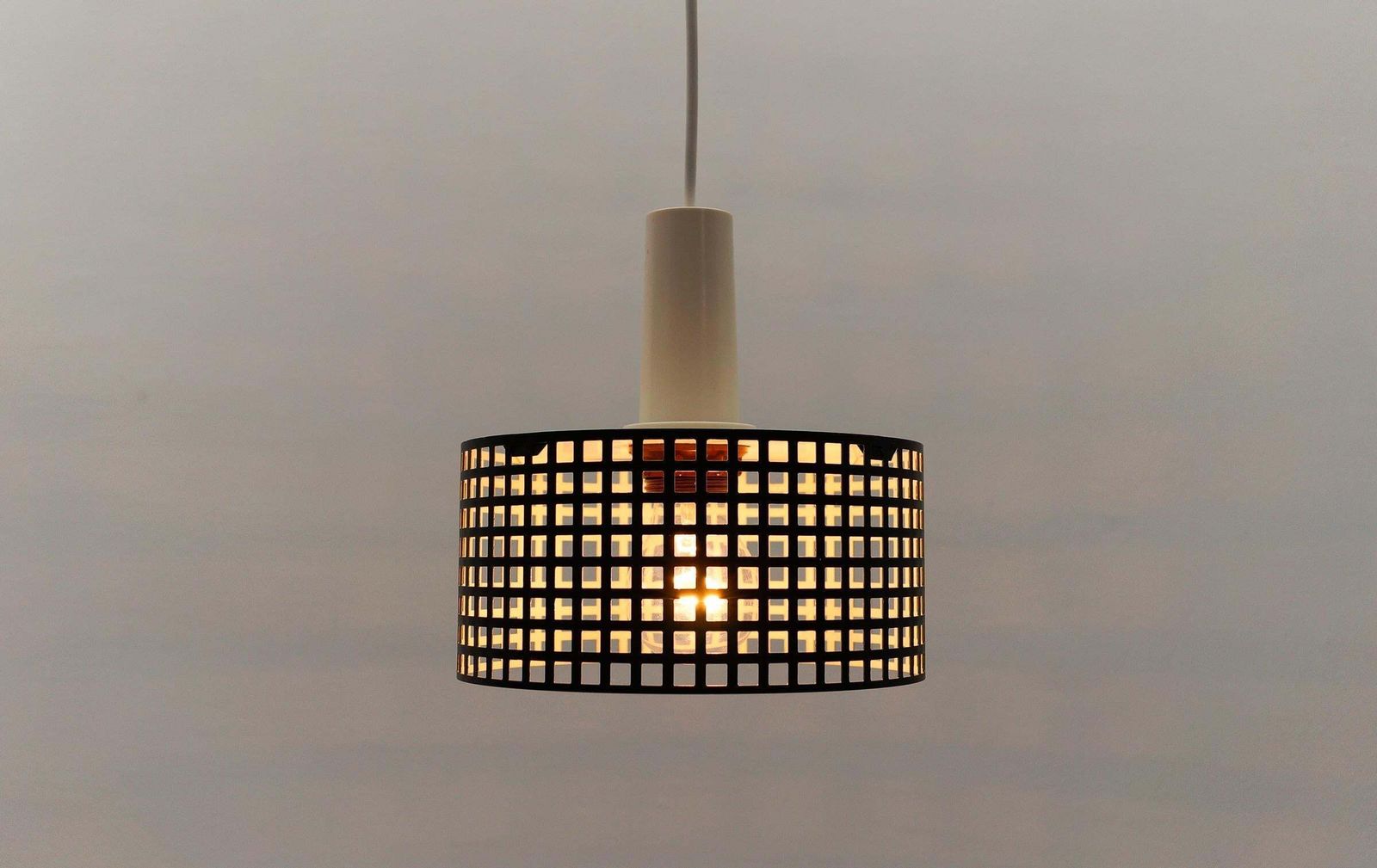 Simple & Elegant Perforated Metal Pendant Lamp In The Manner Of Mathieu Mategot photo vinterior