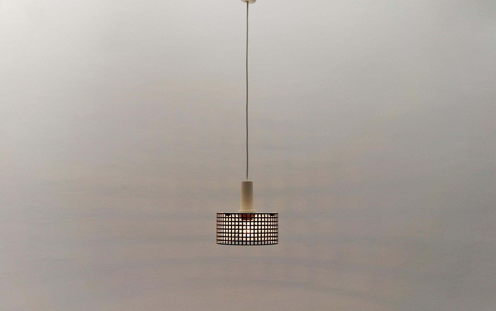 Simple & Elegant Perforated Metal Pendant Lamp In The Manner Of Mathieu Mategot photo vintage