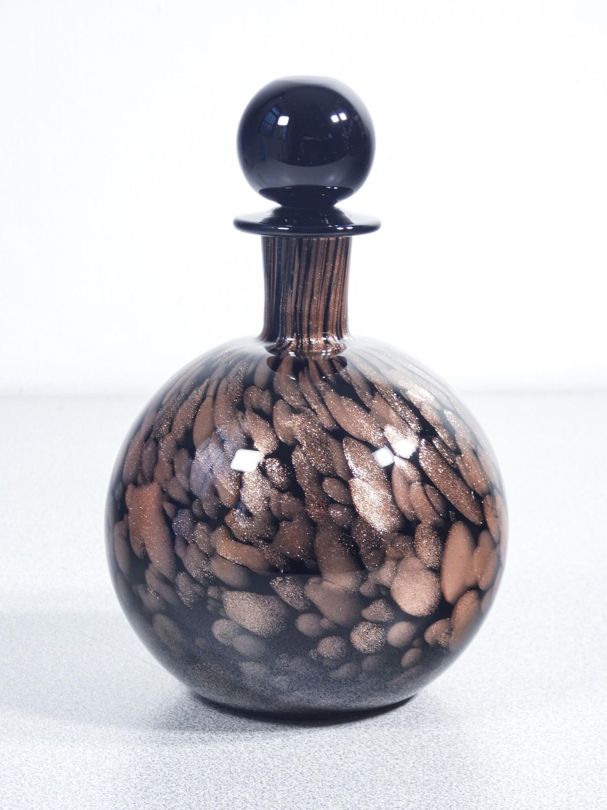 Pair Of Bottles With Blown Glass Stoppers Signed Carlo Moretti. 1970s photo for sale
