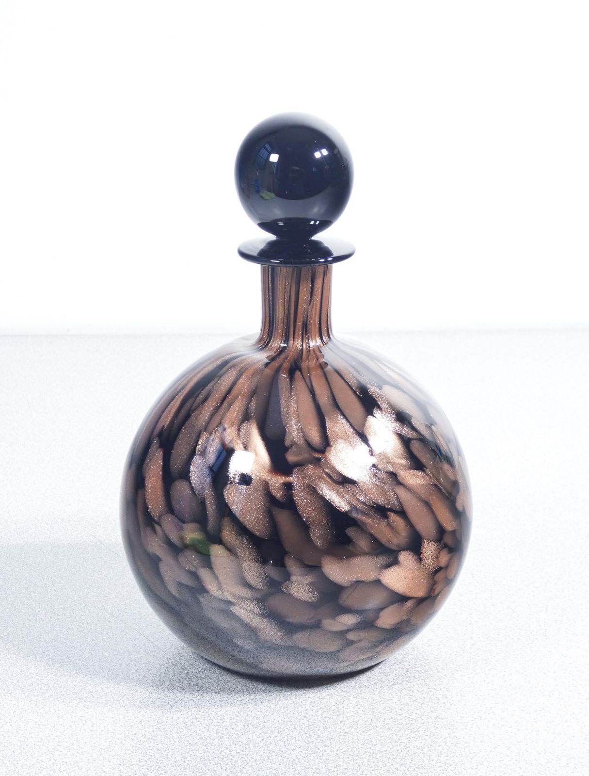 photo furniture Pair Of Bottles With Blown Glass Stoppers Signed Carlo Moretti. 1970s