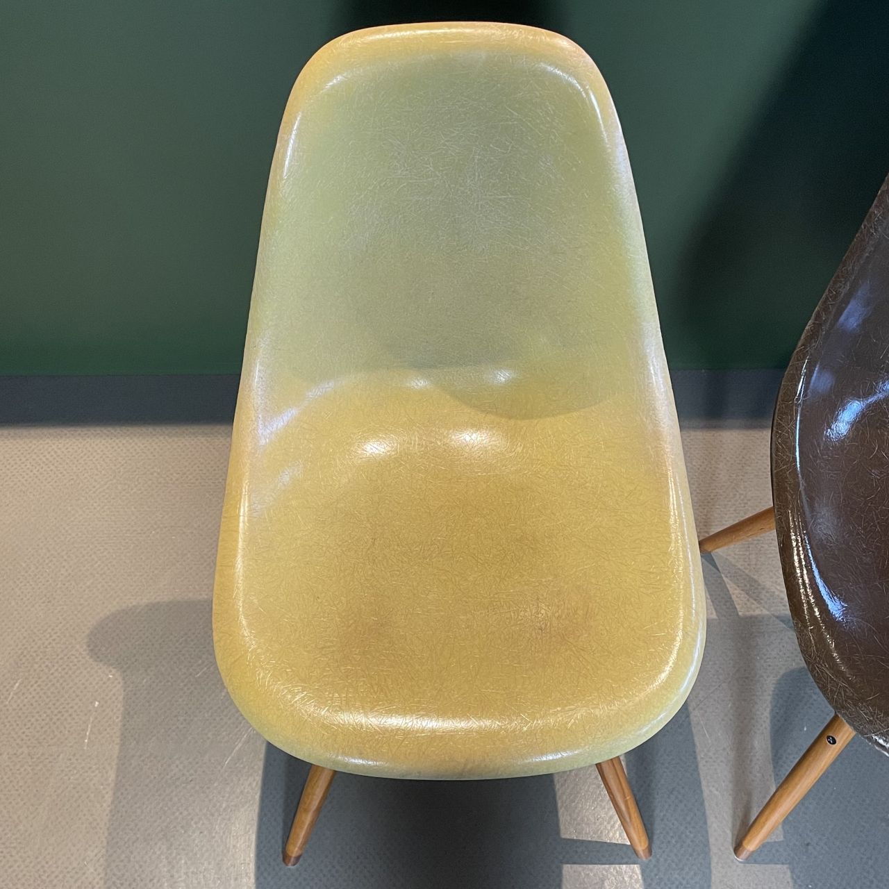 Eames Herman Miller Dsw Side Chairs In Parchment, Seal Brown, Lemon Yellow And Elephant Grey With Slight Imperfections photo buy