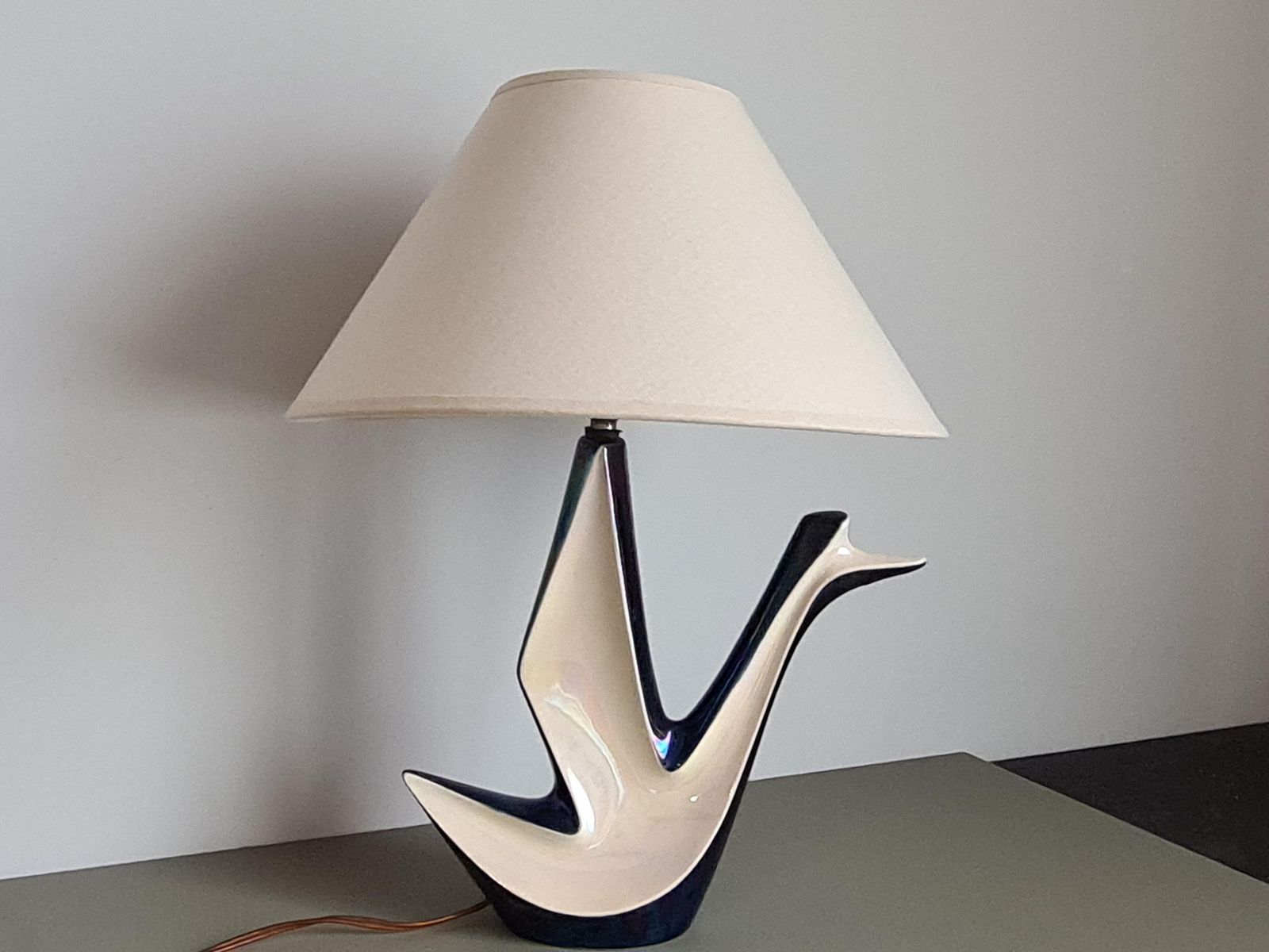 Vintage Ceramic Table Lamp – Sculptural Mid Century Lamp – Art Deco Modern Lighting – Designer Style Statement Lamp   French Design photo for sale