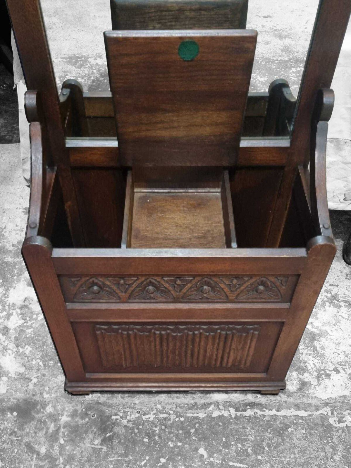 photo for sale Vintage Old Charm Oak Wood Bros Hall Stand / Umbrella Compartment / C1960
