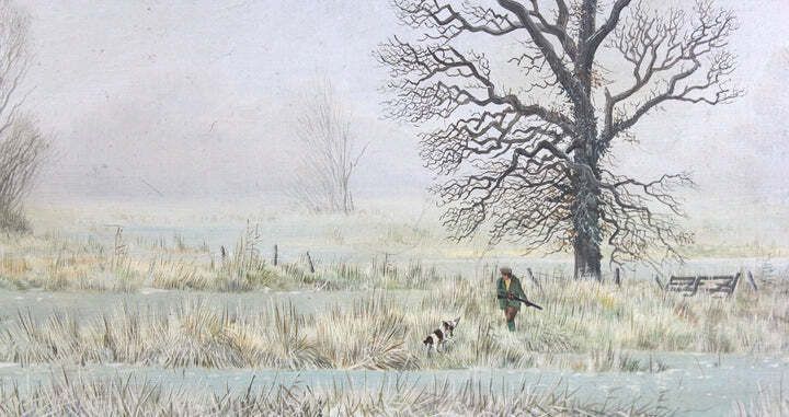 Pair Of British Sporting Oil Paintings Autumn And Winter Pheasant Shoot photo Art