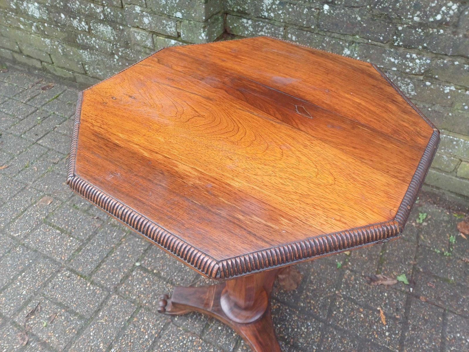 Victorian Rosewood Occasional Side Table Antique Column Stand Pedestal Table Vintage Elegant English Wine Lamp Hall Table photo furniture