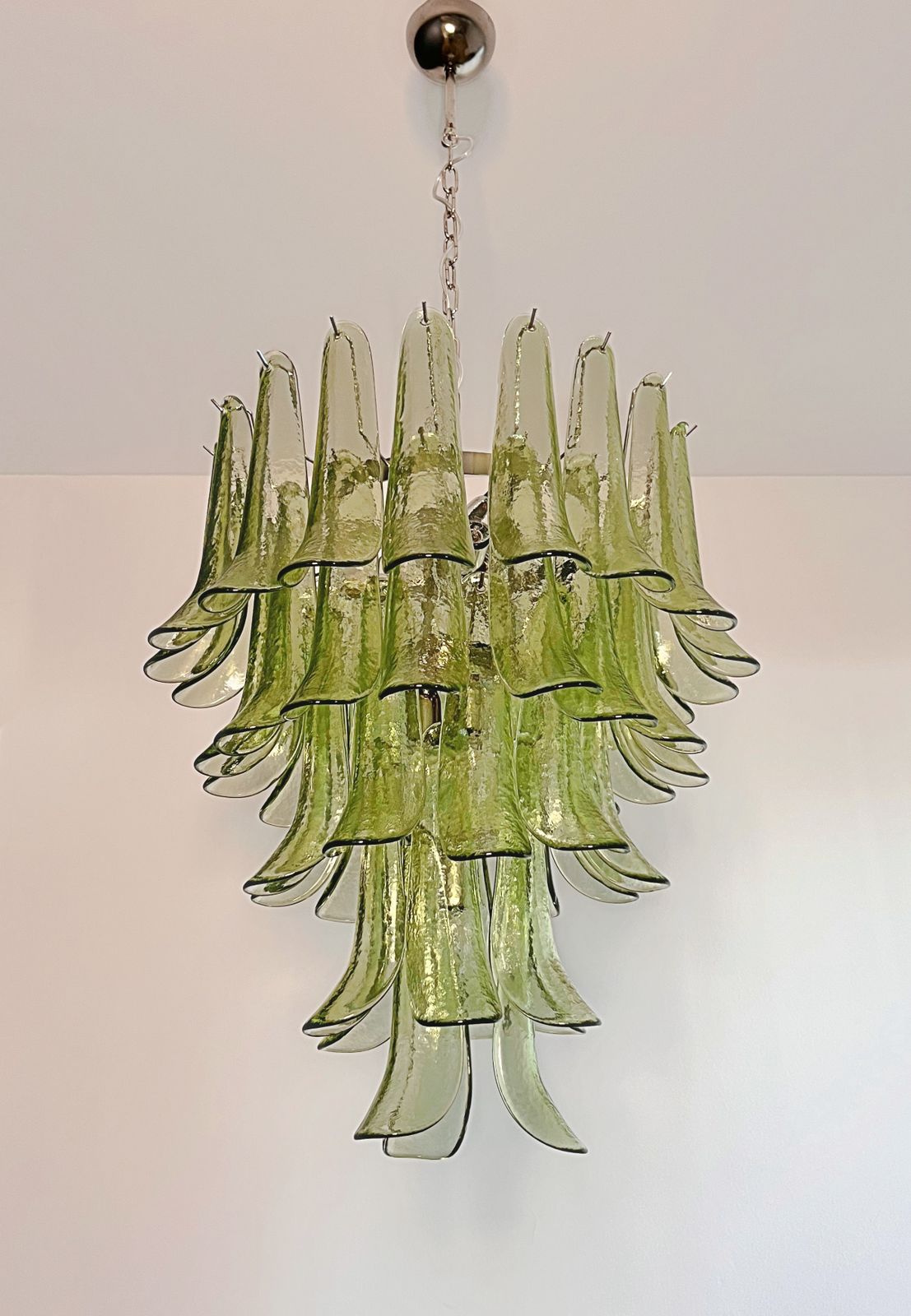 Italian Vintage Murano Chandelier   52 Amber Green Petals photo vintage