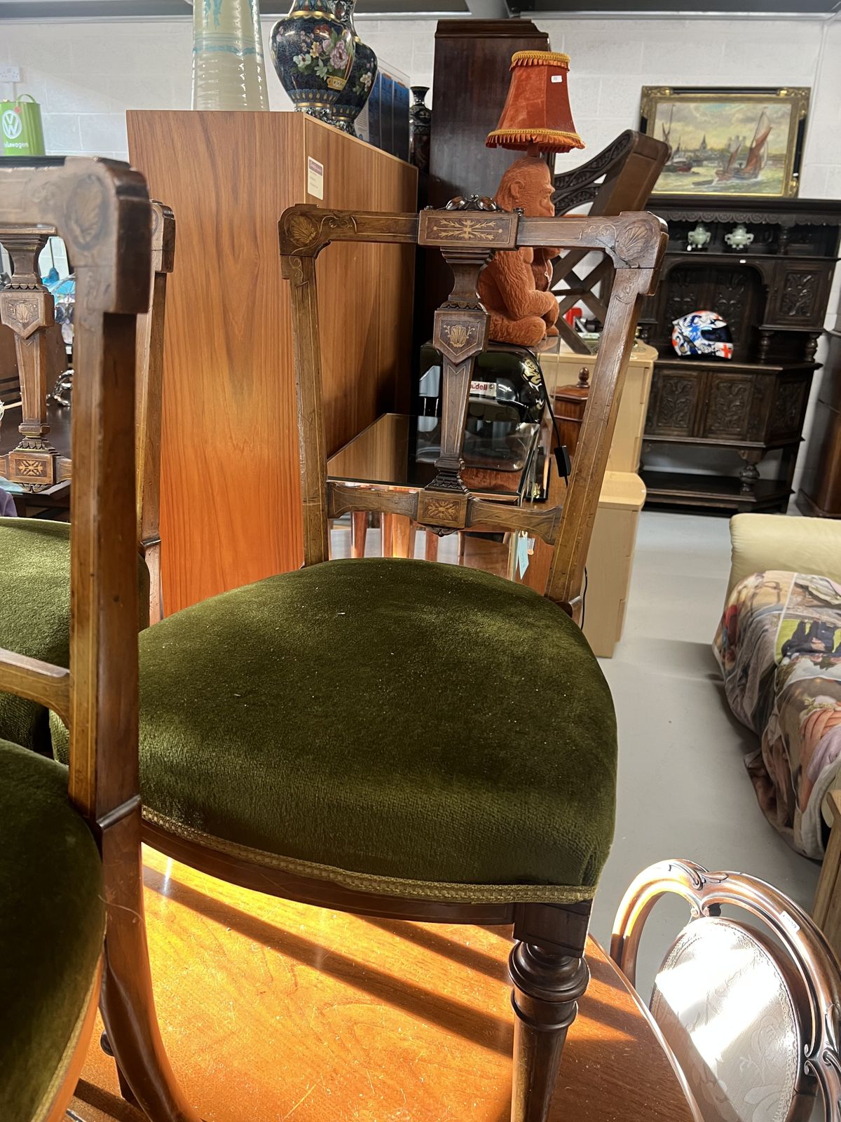 Set Of 6 Antique Inlaid Chairs photo furniture