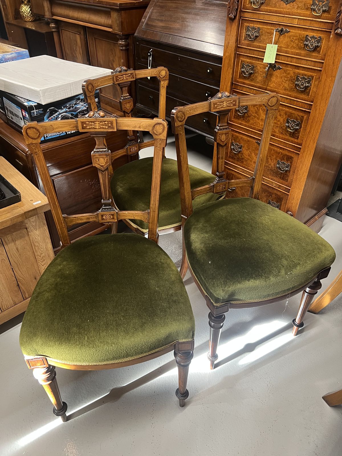 Set Of 6 Antique Inlaid Chairs