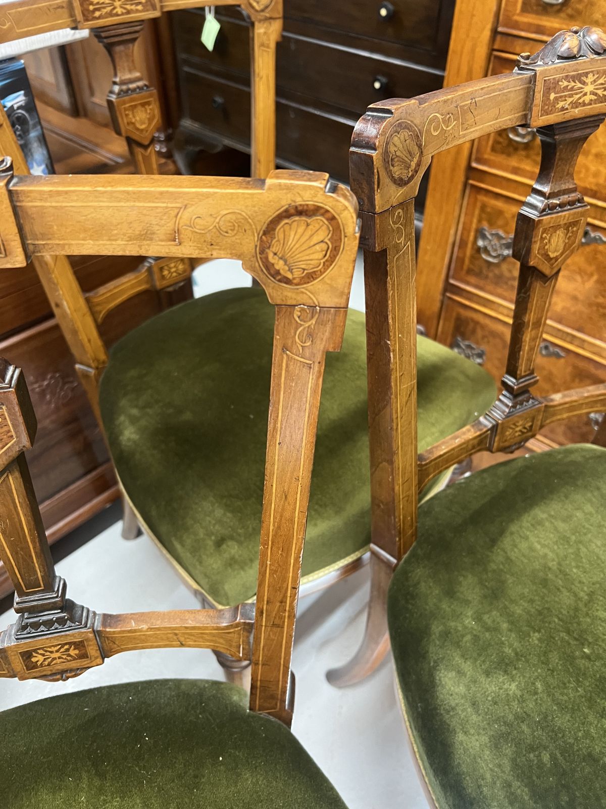 Set Of 6 Antique Inlaid Chairs photo Furniture