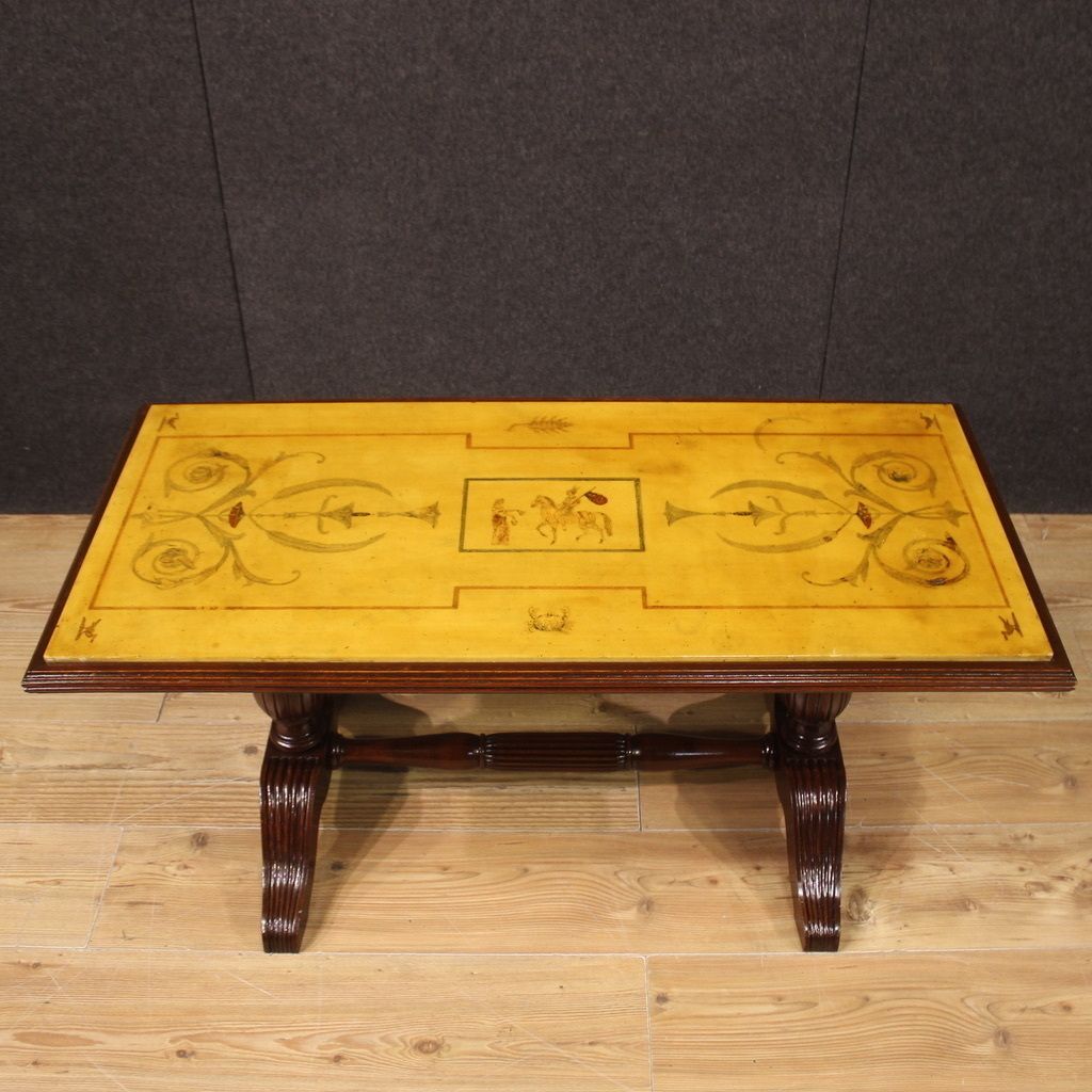 photo furniture Italian Coffee Table In Beech Wood With Marble Top