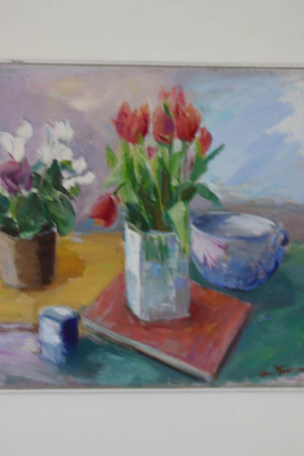 photo vinterior Original Mid Century Swedish Oil On Canvas – “Still Life With Tulips” By Ove Månsson – Vintage & Framed – 51 × 62 Cm (20.1" × 24.4")