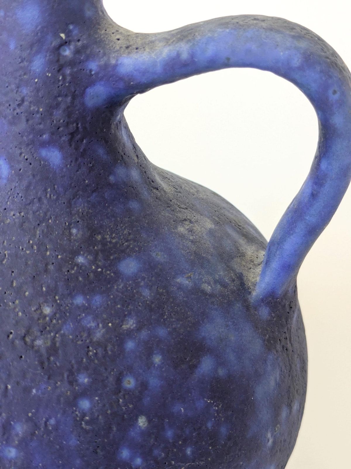 Home Decor Midcentury Handle Vase By Heyne Keramik, Ultramarine Klein Blue Fat Lava, West Germany, 1960s photo