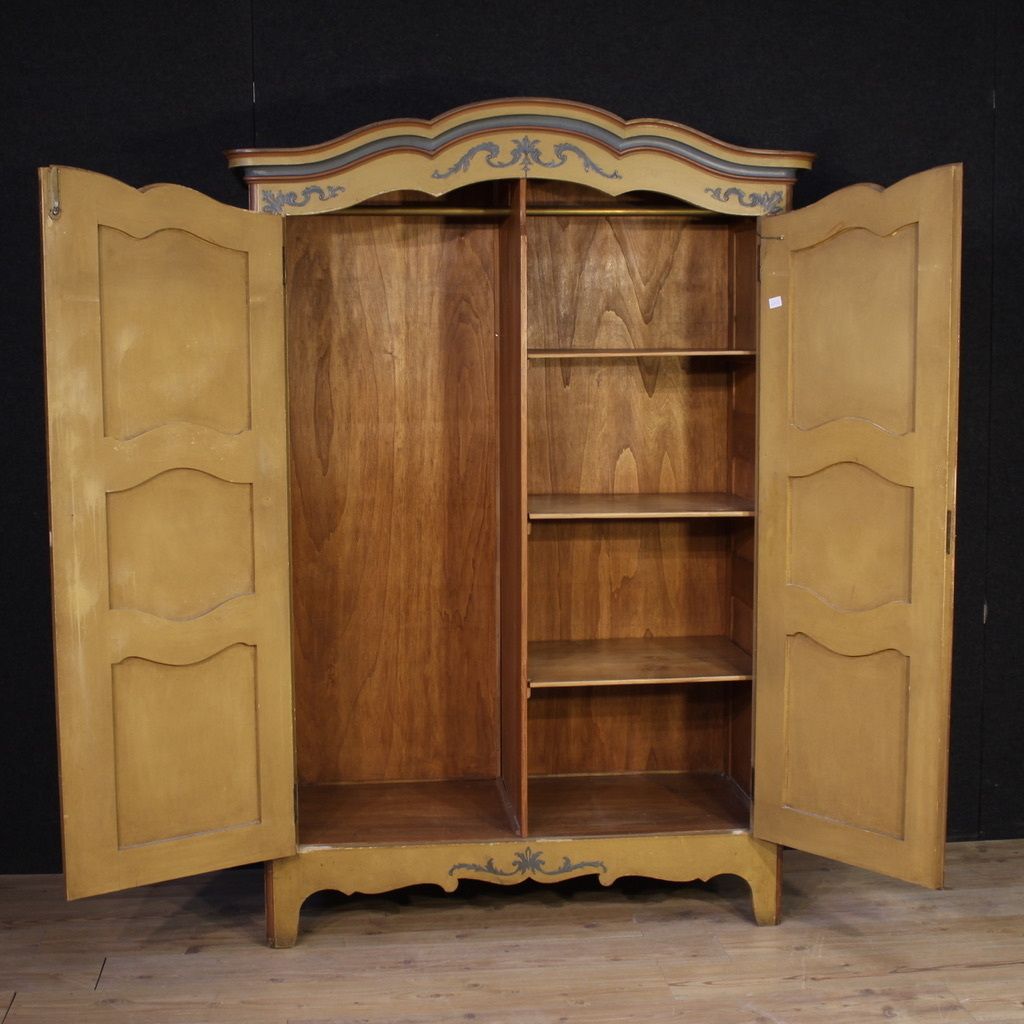 Small Lacquered, Gilded And Painted Piedmontese Wardrobe From The 20th Century photo Furniture