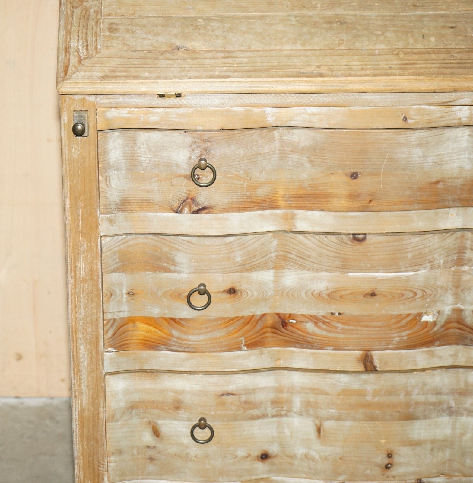 Swedish Rustic Pine Hand Painted Drop Front Bureau Desk Chest Of Drawers photo buy