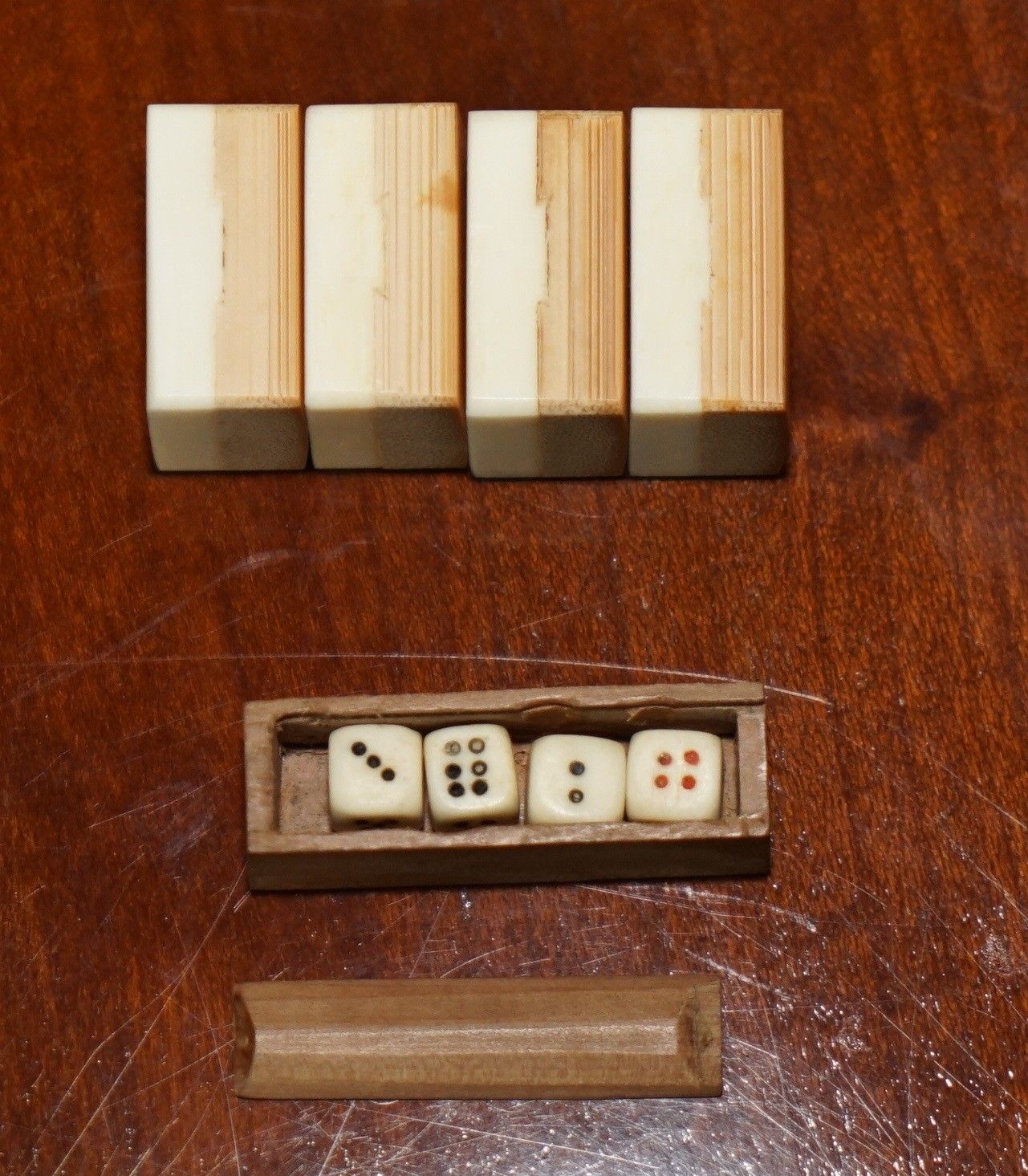 Home Decor Antique Mahjong Suite Circa 1940's Chinese Chinoiserie Dragon Design Plus Dice photo