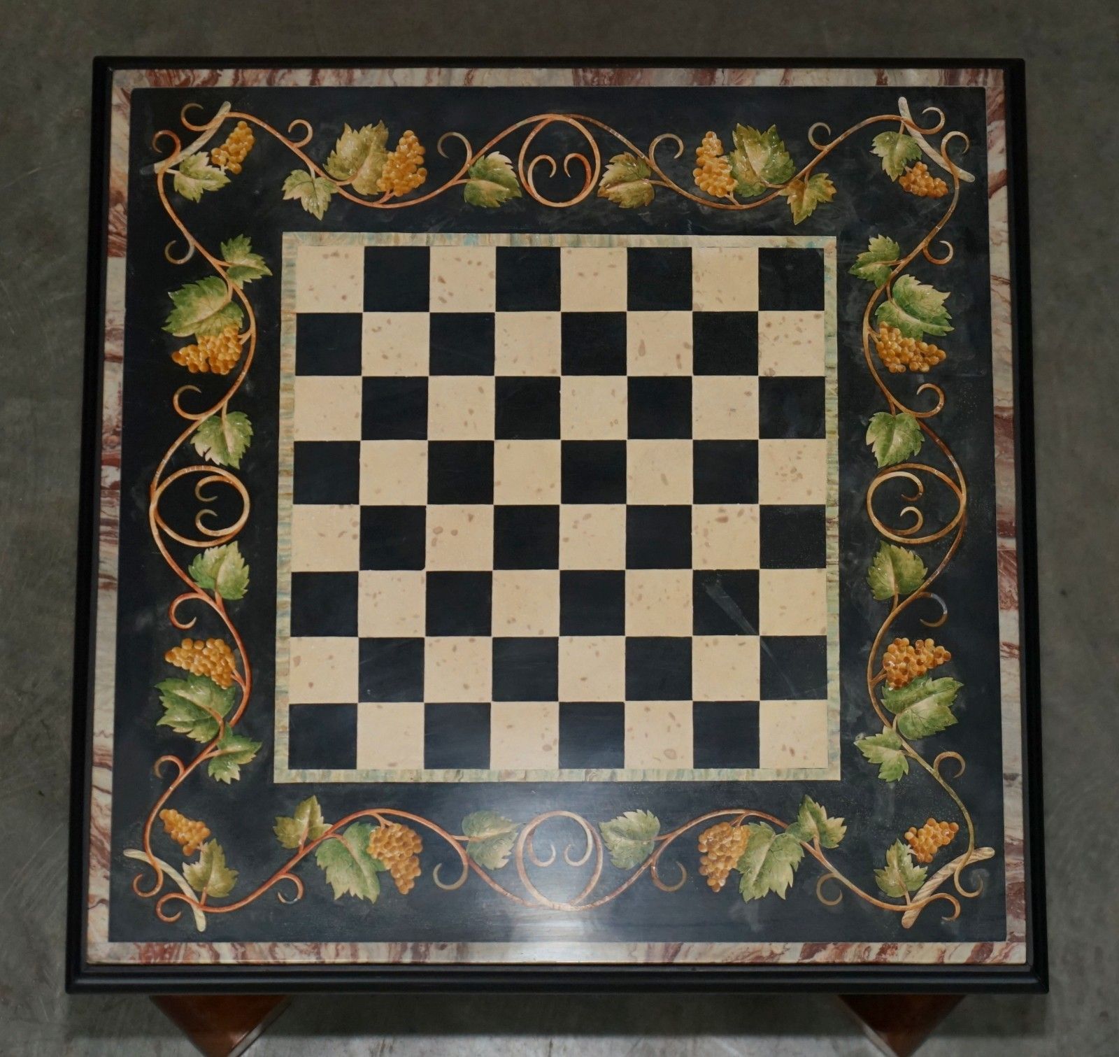 Antique Extra Large Pietra Dura Marble Inlaid Chessboard Table Later Cherry Base photo Furniture