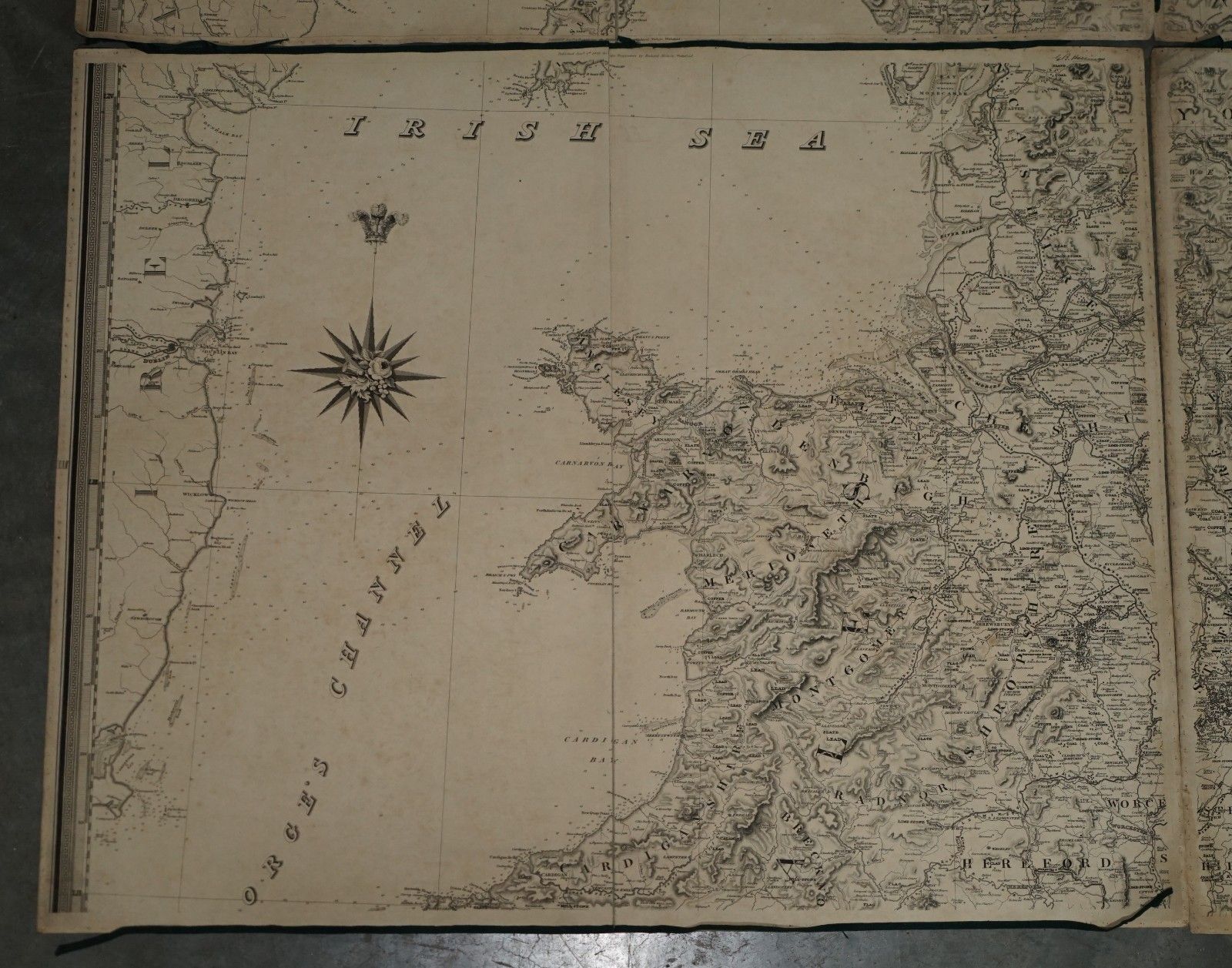 1830 Dated Extra Large 194cm X 159cm Inland Navigation Map Canals And Railroads photo vintage