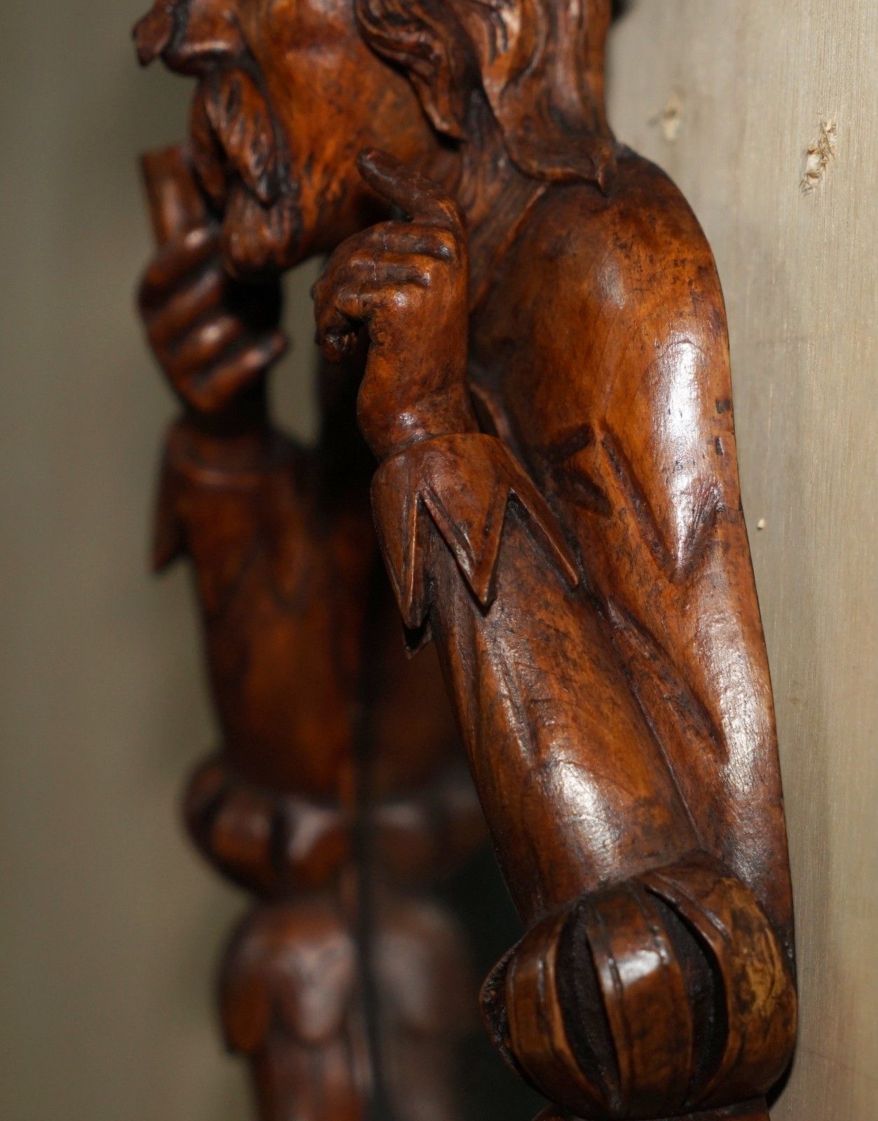 photo buy Fine Antique Original Black Forest Folk Art Wall Mirror Of Chap With Bee On Nose