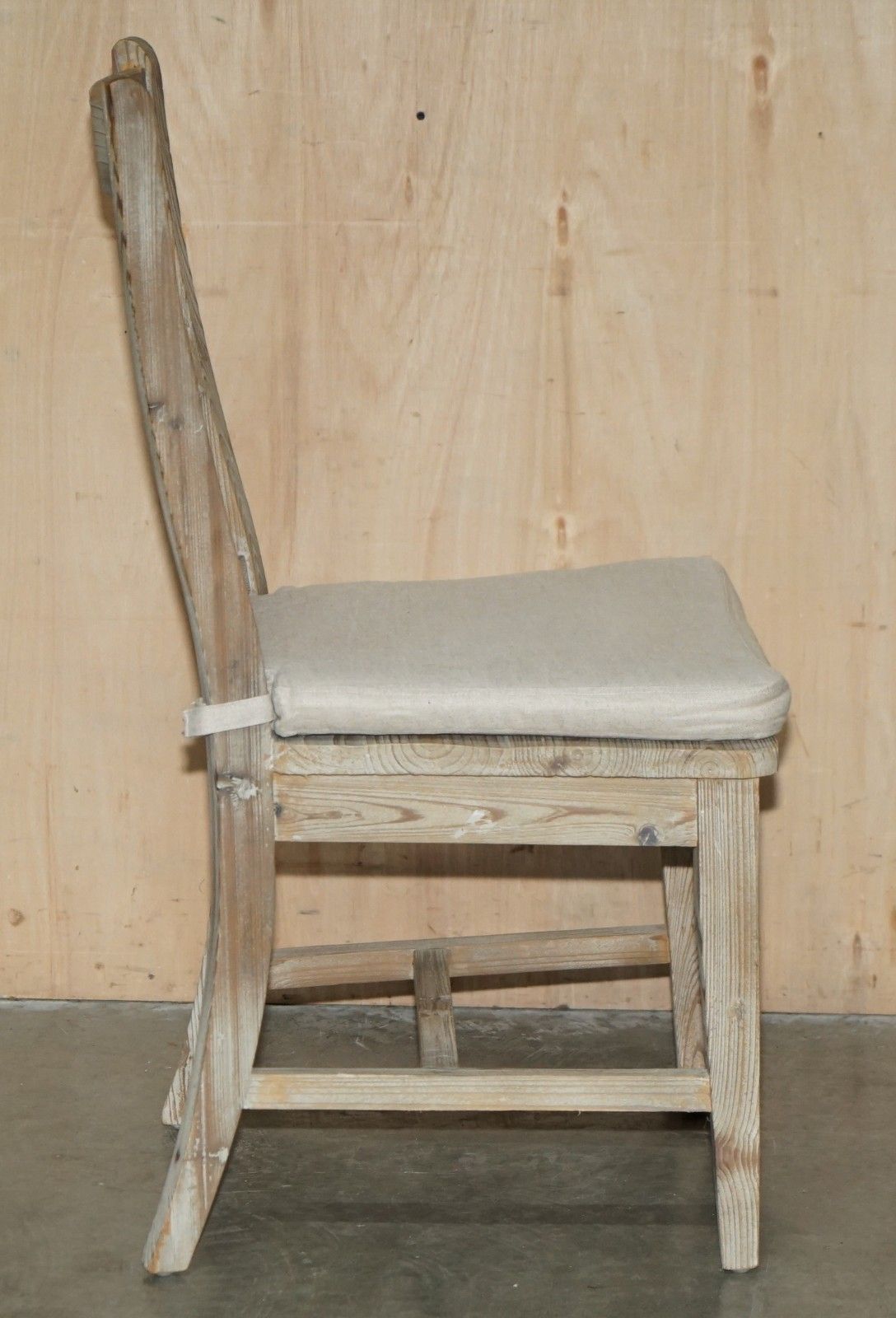 Fine Pair Of Swedish Style Loaf Reclaimed Pine Side Chairs With Cushioned Seats photo vinterior