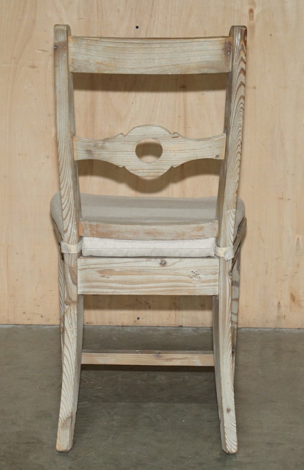 Fine Pair Of Swedish Style Loaf Reclaimed Pine Side Chairs With Cushioned Seats photo vintage