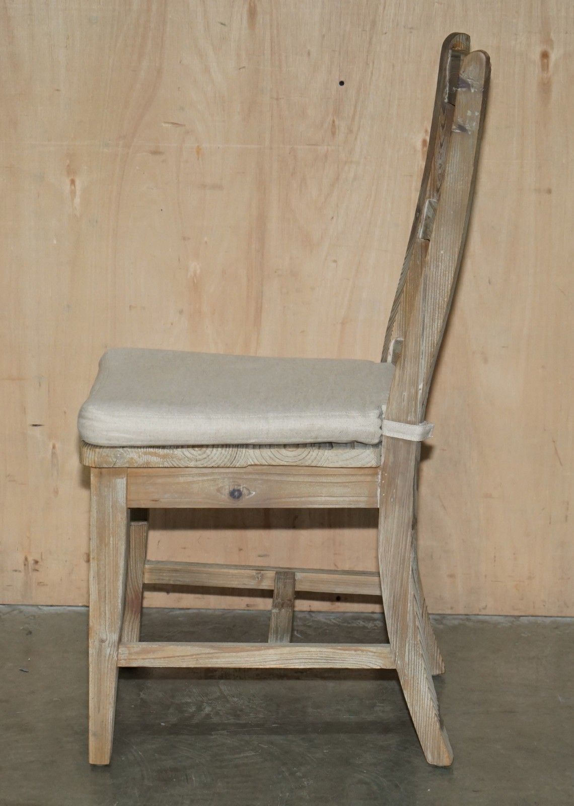 photo furniture Fine Pair Of Swedish Style Loaf Reclaimed Pine Side Chairs With Cushioned Seats