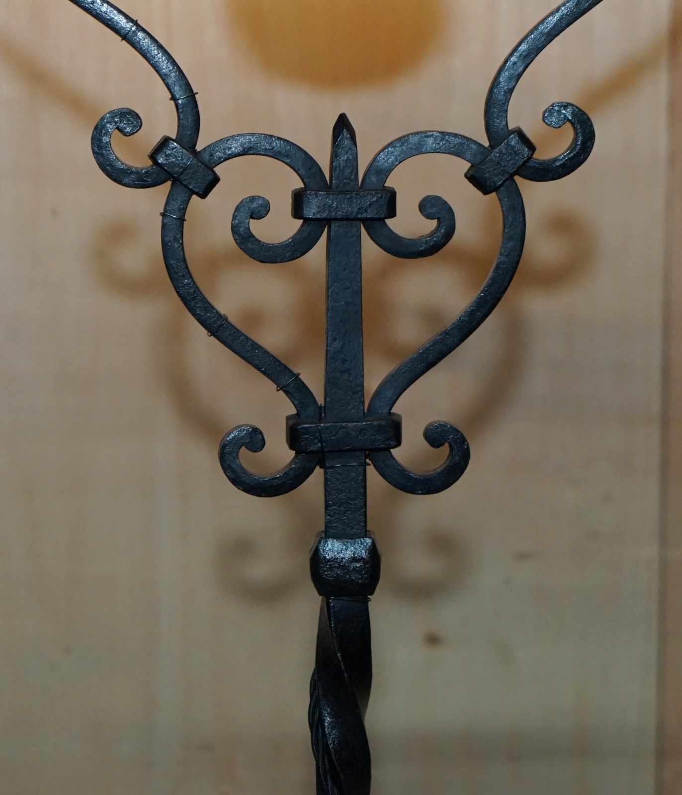 photo furniture Antique Circa 1930's Italian Murano Glass & Iron Seguso Caged Pendant Floor Lamp