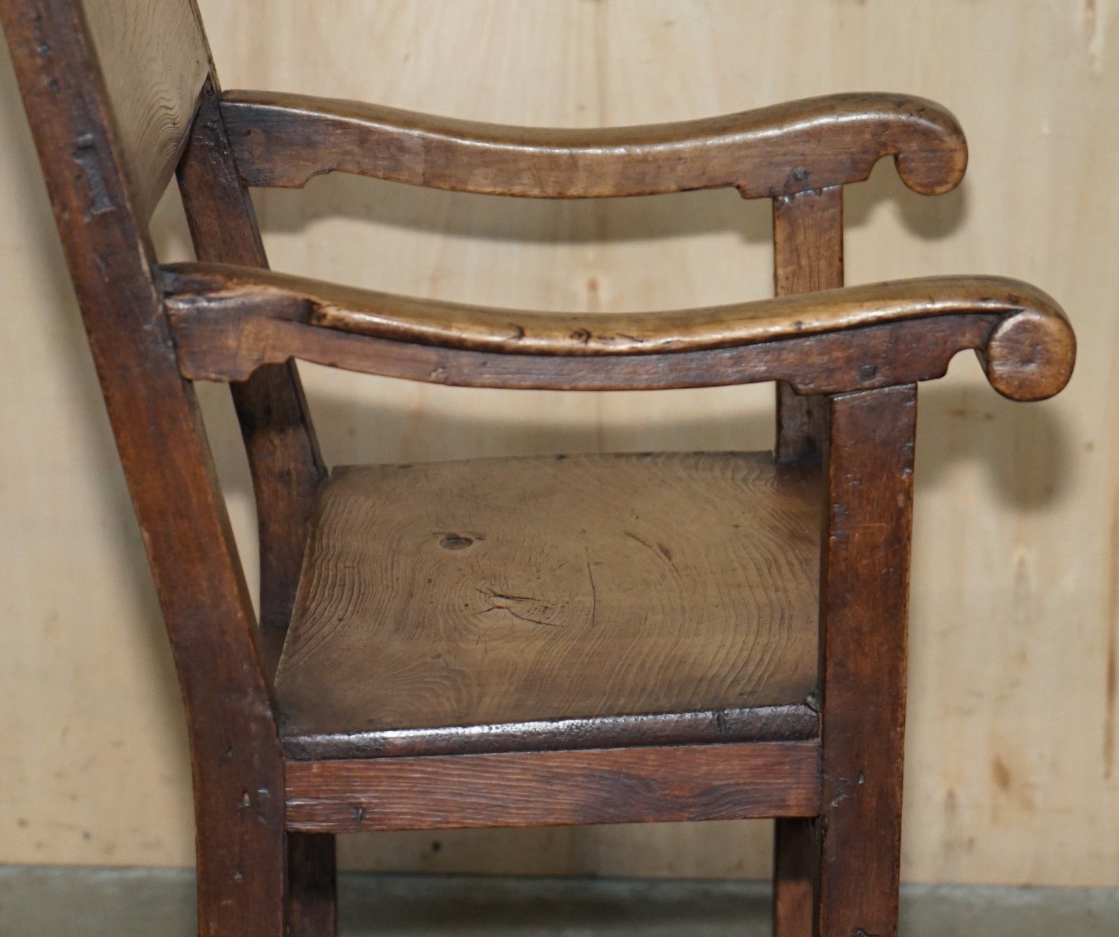 1850.0 Stunning Circa 1780 1820 Antique Hand Carved Elm & Fruitwood Provincial Chair photo