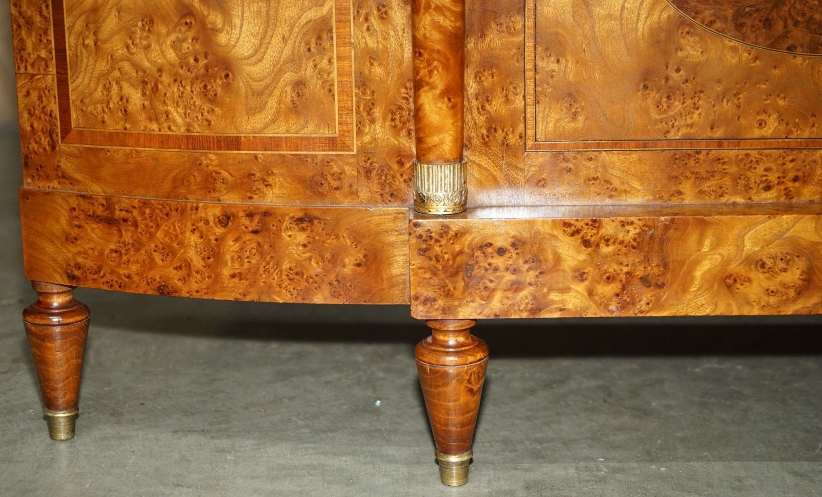 Antique Fully Restored Circa 1880 French Empire Burr Walnut Estate Bed Frame photo vinterior