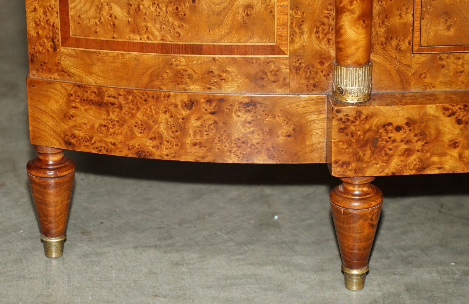 photo furniture Antique Fully Restored Circa 1880 French Empire Burr Walnut Estate Bed Frame