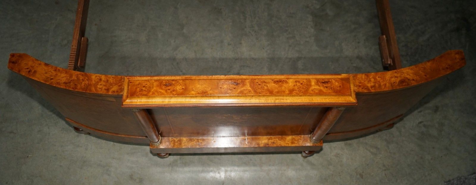 photo for sale Antique Fully Restored Circa 1880 French Empire Burr Walnut Estate Bed Frame
