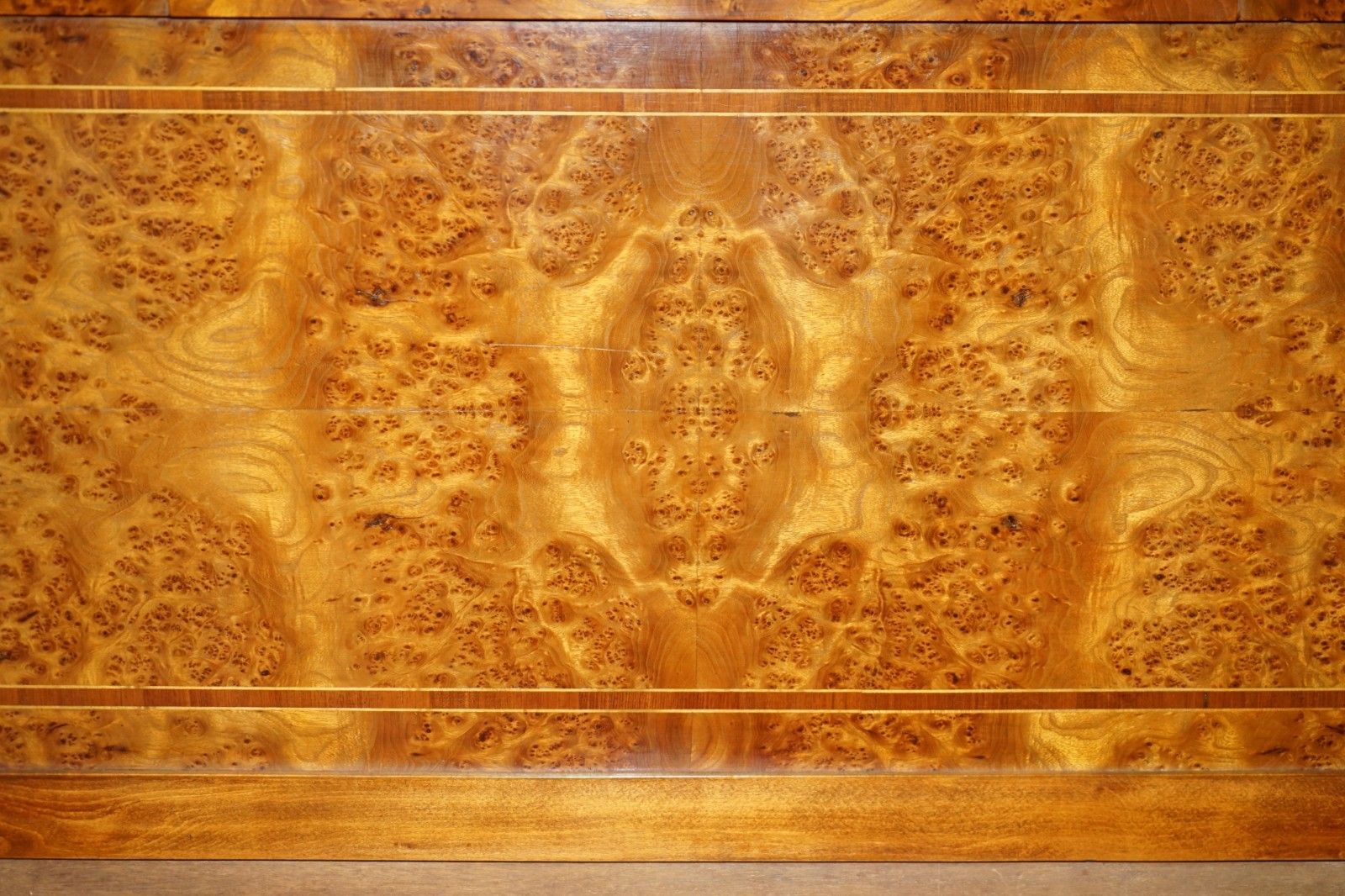 photo vintage Antique Fully Restored Circa 1880 French Empire Burr Walnut Estate Bed Frame