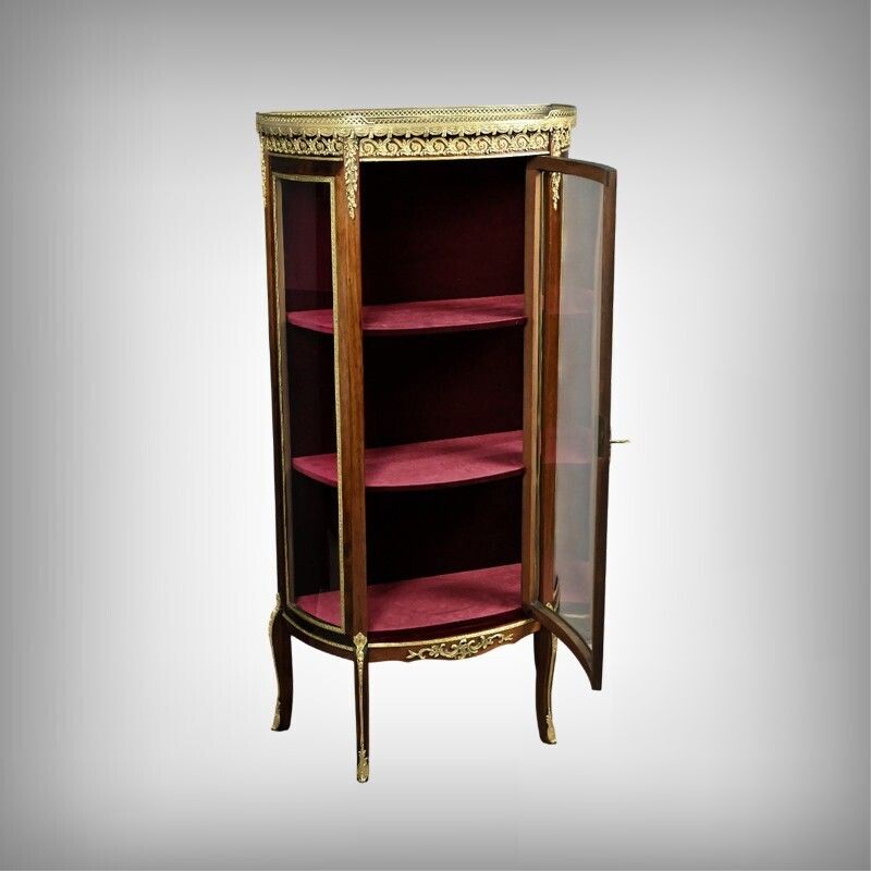 Small Mahogany Display Cabinet, Louis XV Louis XVI Transitional Style – Early 20th Century photo furniture