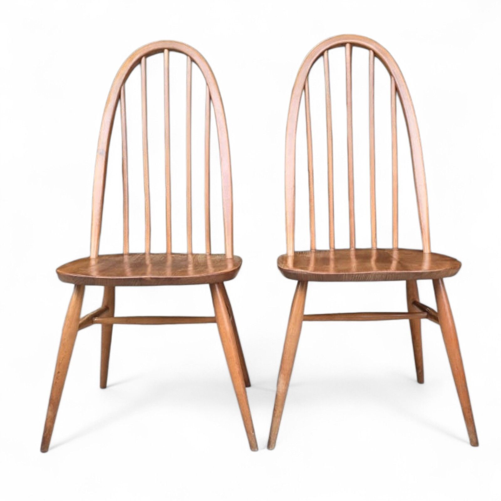 325.0 Vintage Pair Of Ercol Blonde Quaker Dining Chairs photo