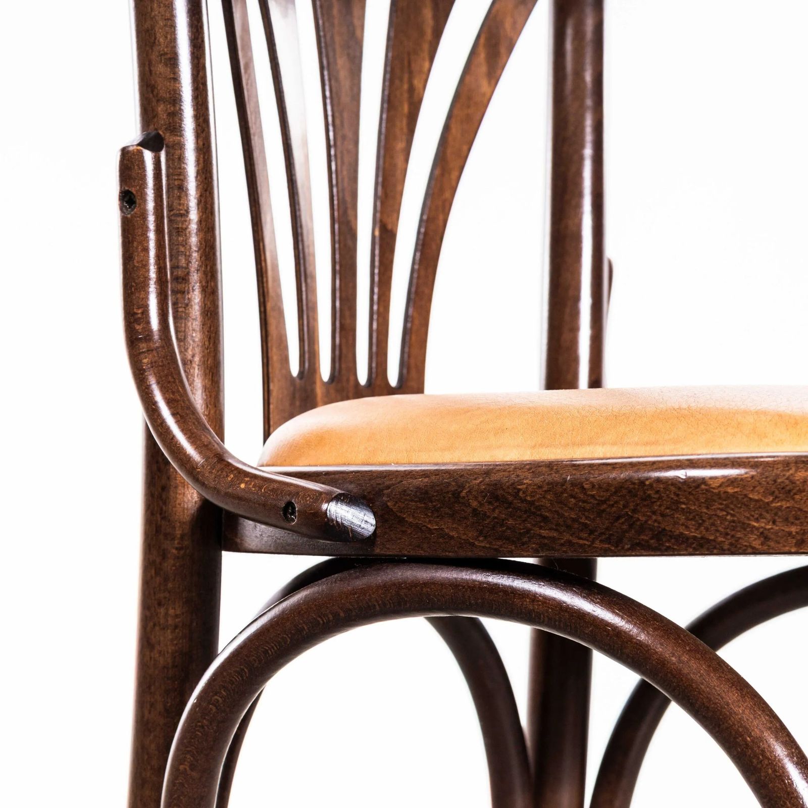photo furniture 1960’s Upholstered Fan Back Bentwood Dining Chairs