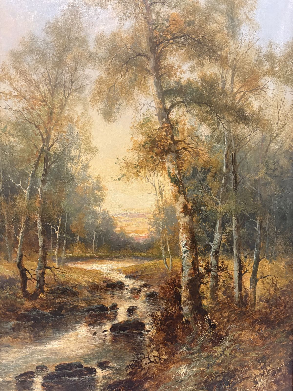 Oil On Canvas Of Woodland Area At Sunset By David Watts (1918 1938) photo 395.0