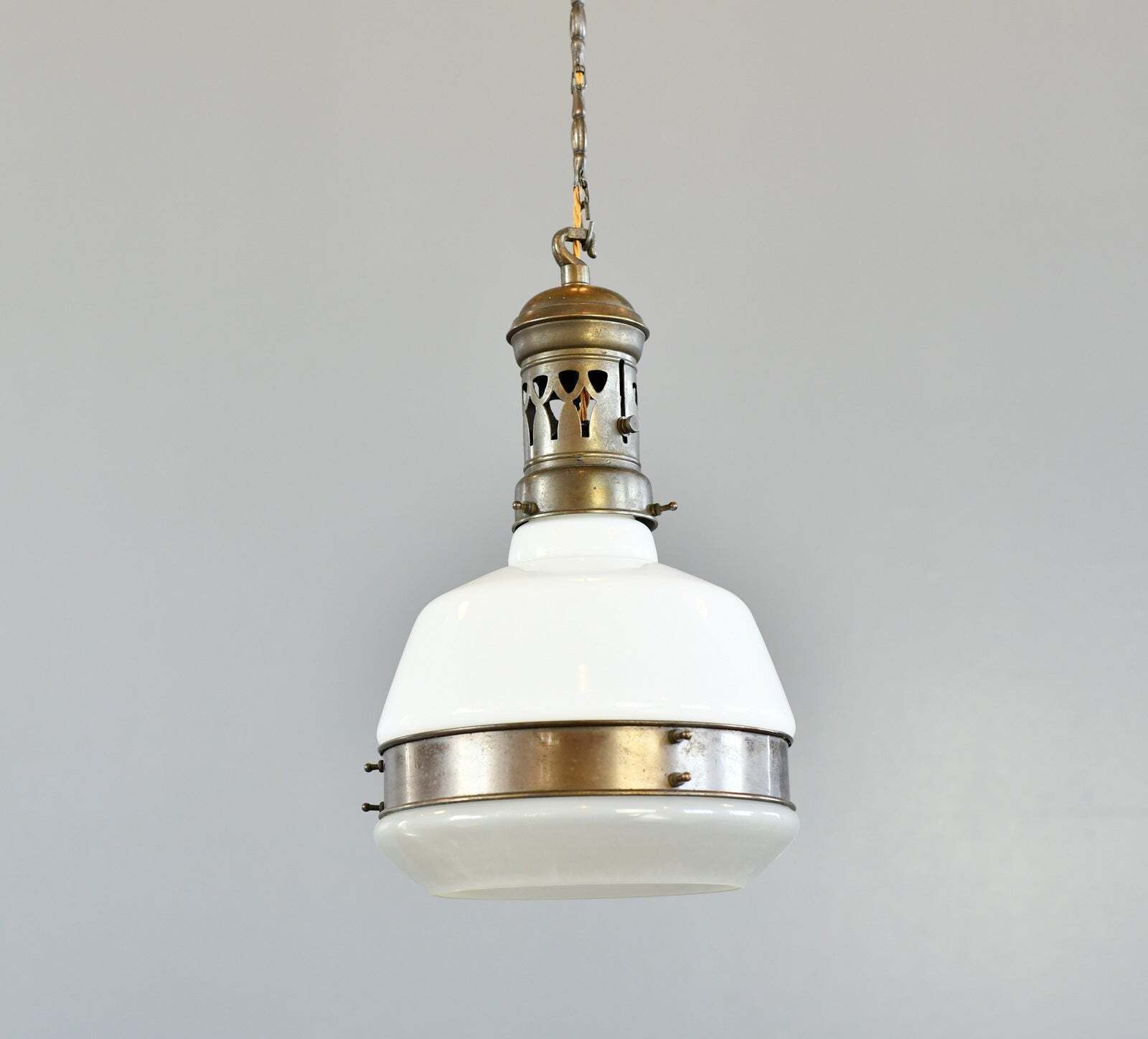 German Opaline Pendant Light Circa 1910 photo for sale