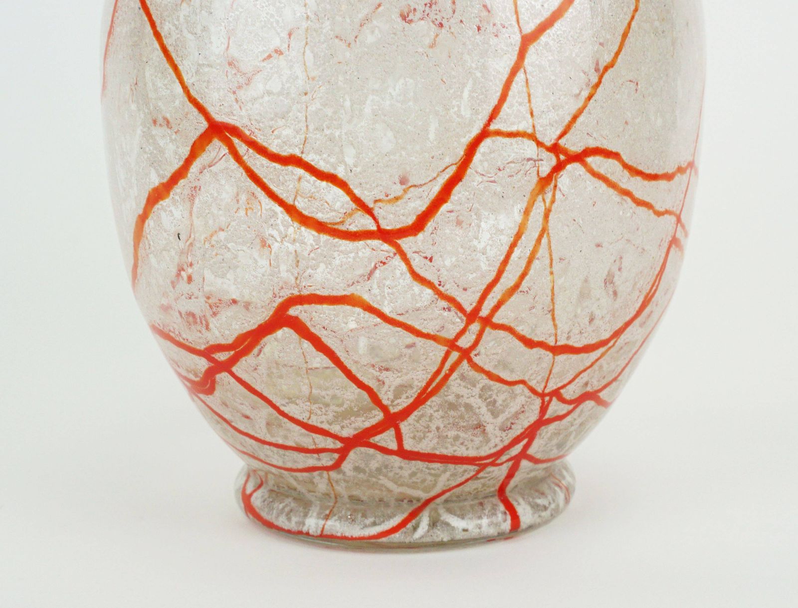 Loetz Klostermühle Art Deco Glass Vase 1930s Orange White And Clear Glass photo 183.0