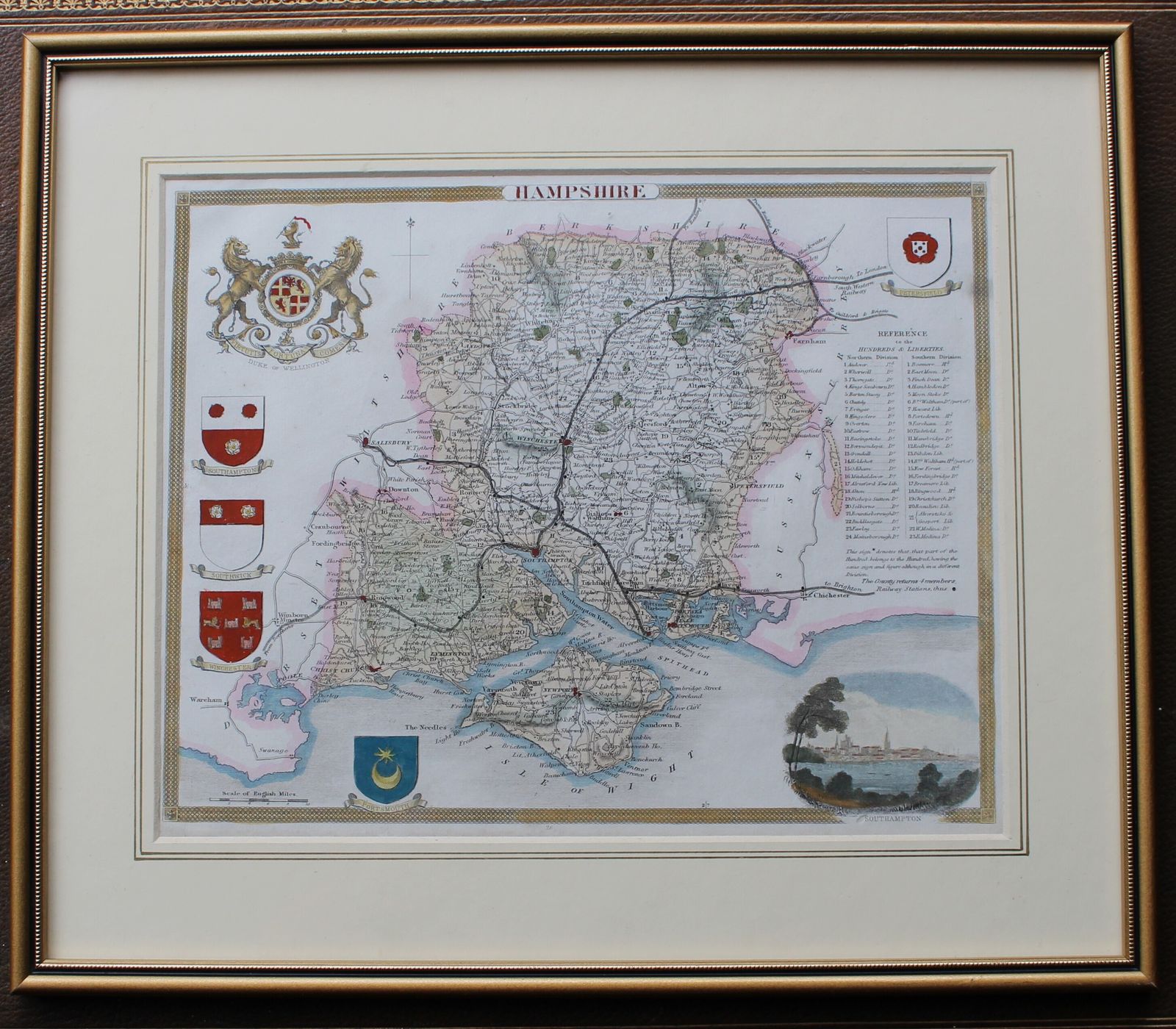 Map Of Hampshire Including The Isle Of Wight By Thomas Moule C1850