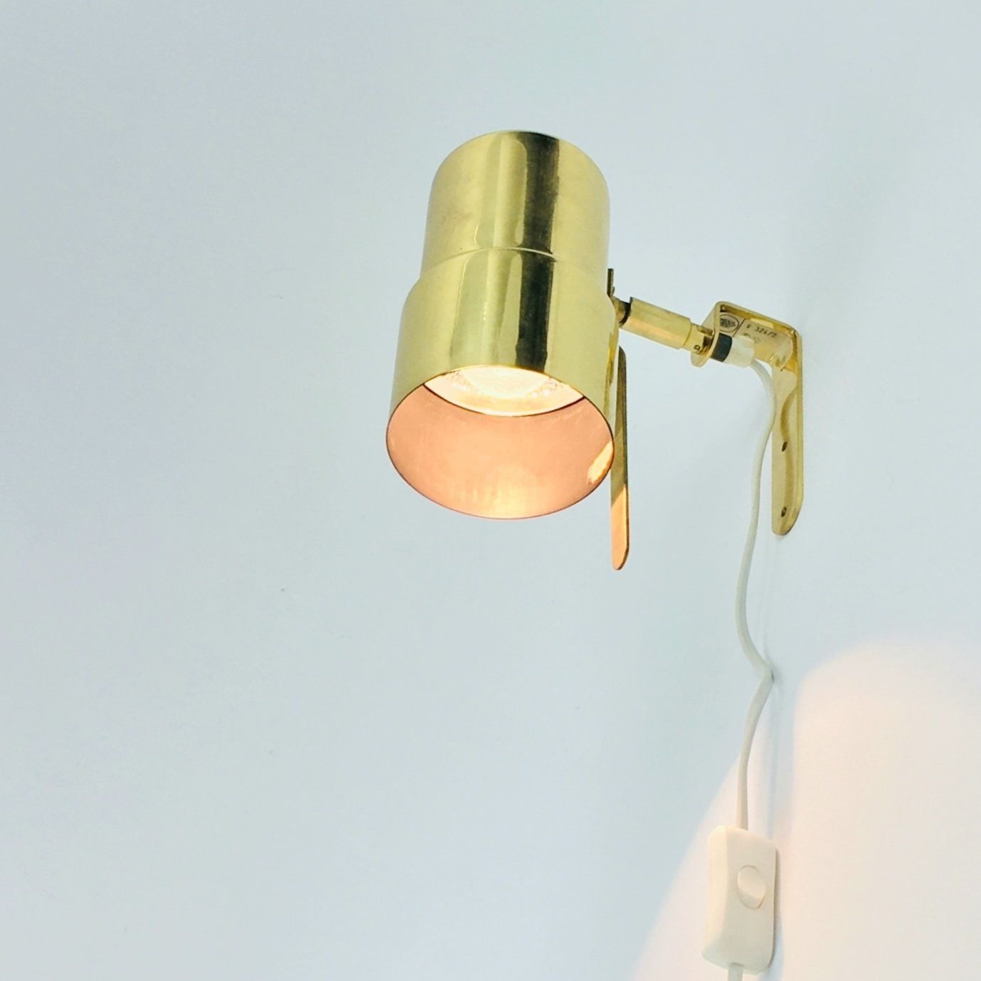 Pair Of Mid Century Scandinavian Brass Wall Lights By Hans Agne Jakobsson, Sweden, 1960s photo 850.0