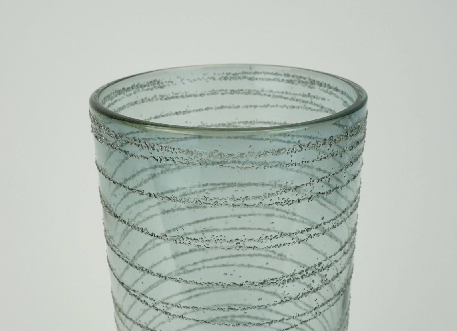Mid Century Modern Glass Vase With Thread Decoration 1960s 70s photo 65.0