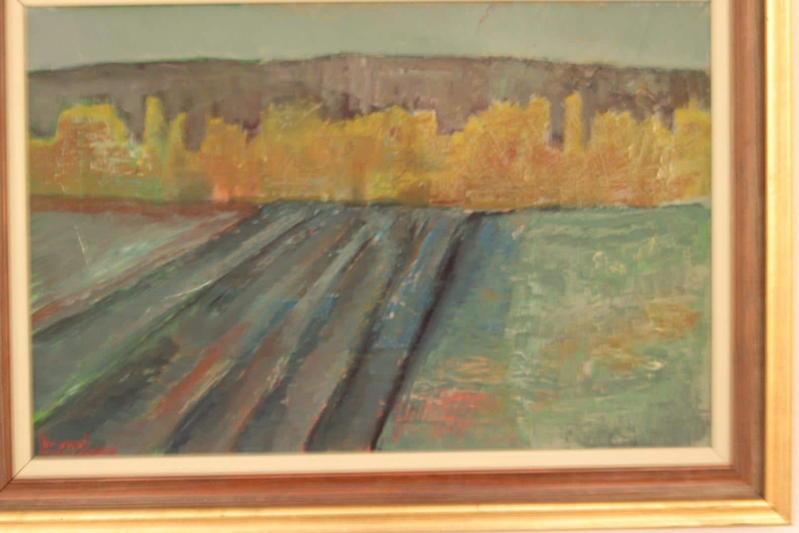 Original Swedish Oil On Canvas – “Field At Dusk” By Bruno Forssberg, Billingsfors Dalsland – Vintage & Framed – 49 × 36 Cm (19.3" × 14.2") photo vinterior