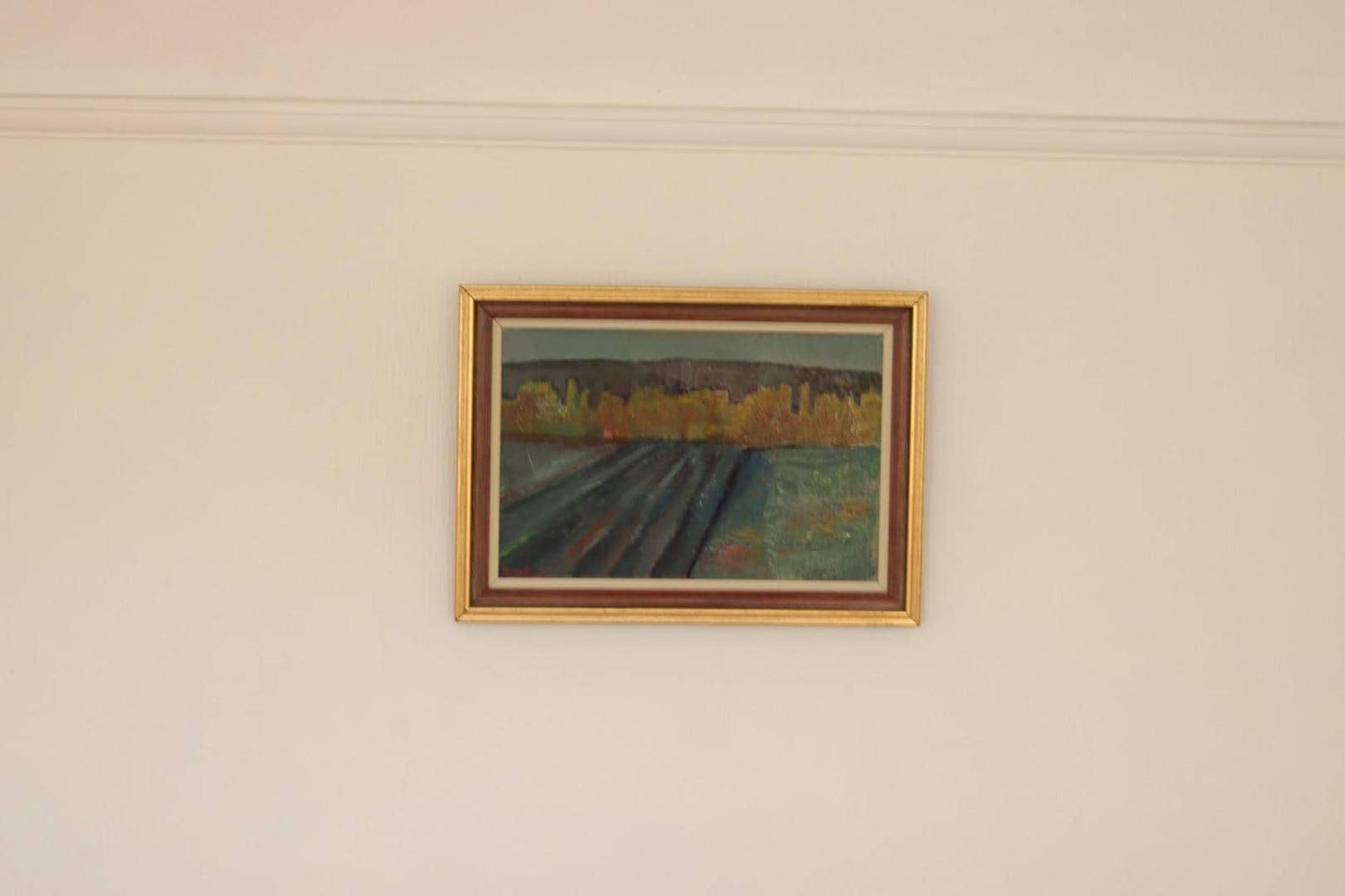 photo vintage Original Swedish Oil On Canvas – “Field At Dusk” By Bruno Forssberg, Billingsfors Dalsland – Vintage & Framed – 49 × 36 Cm (19.3" × 14.2")