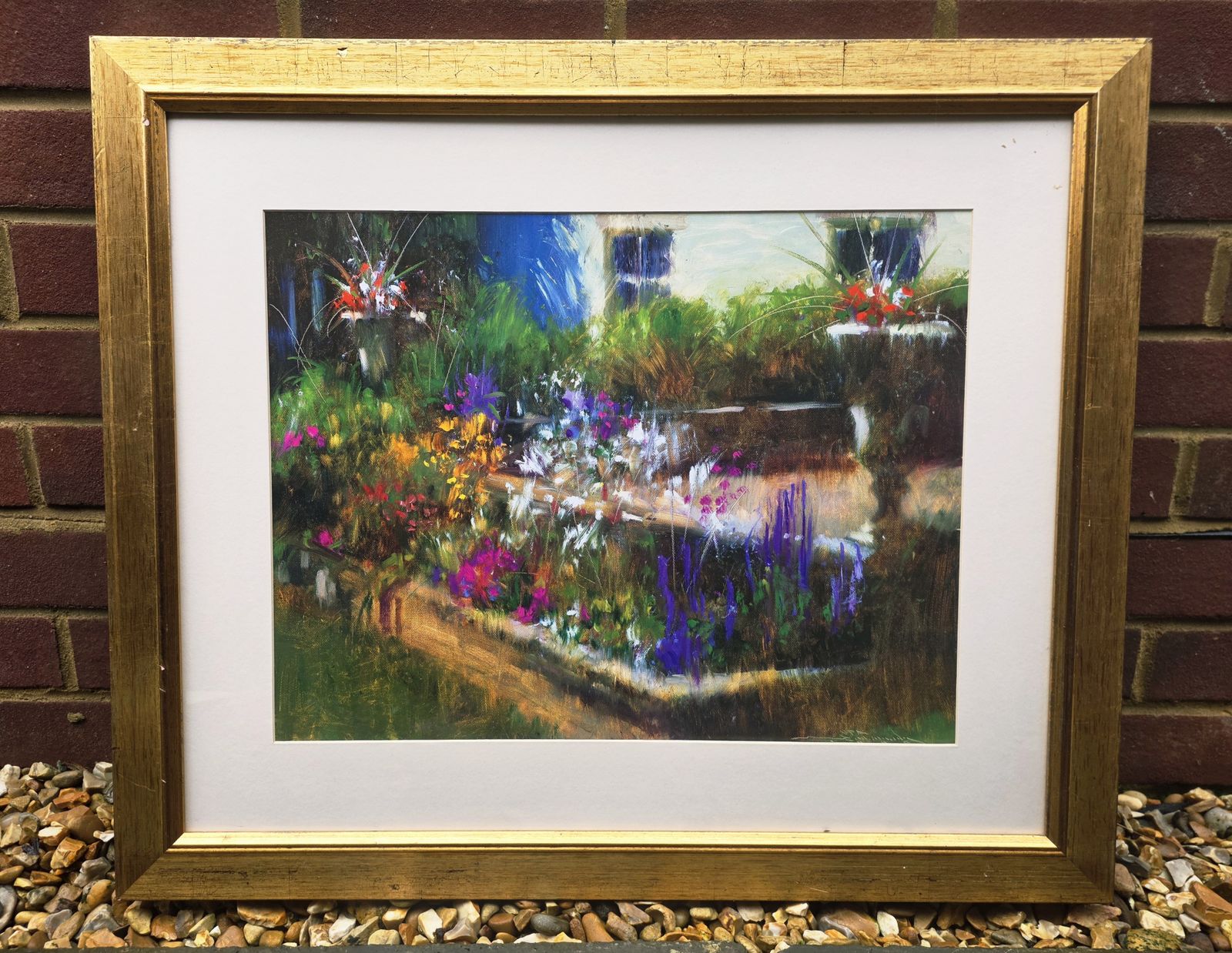 Vibrant Impressionist Print The Patio By American Artist Charles Warren Mundy