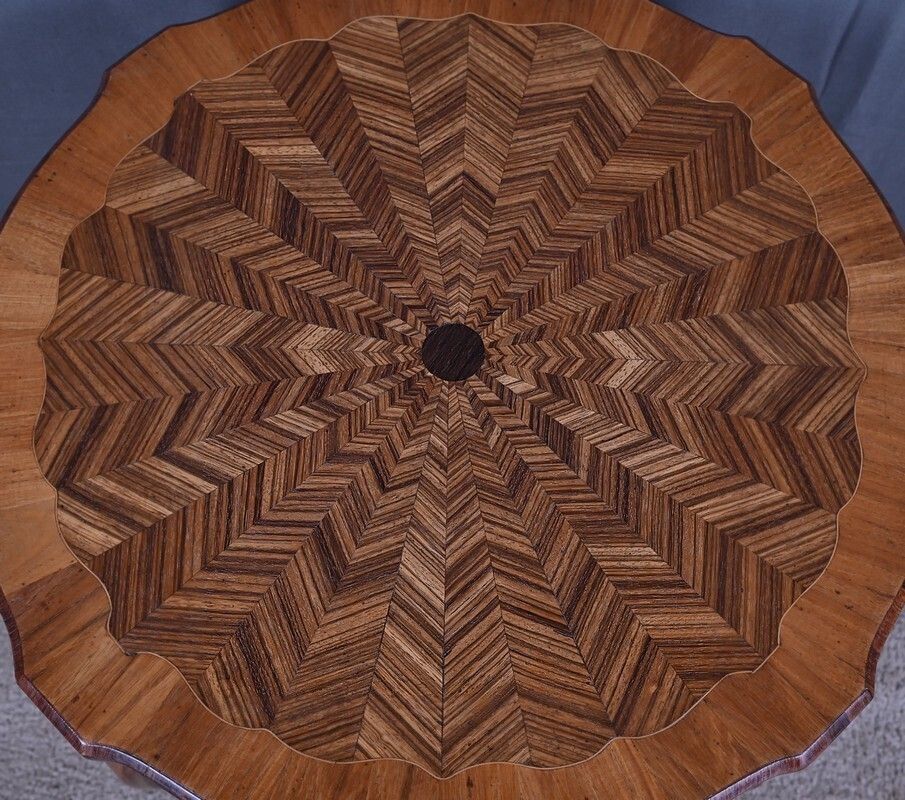 Marquetry Side Table, Louis XV Style – First Half Of The 20th Century photo vinterior